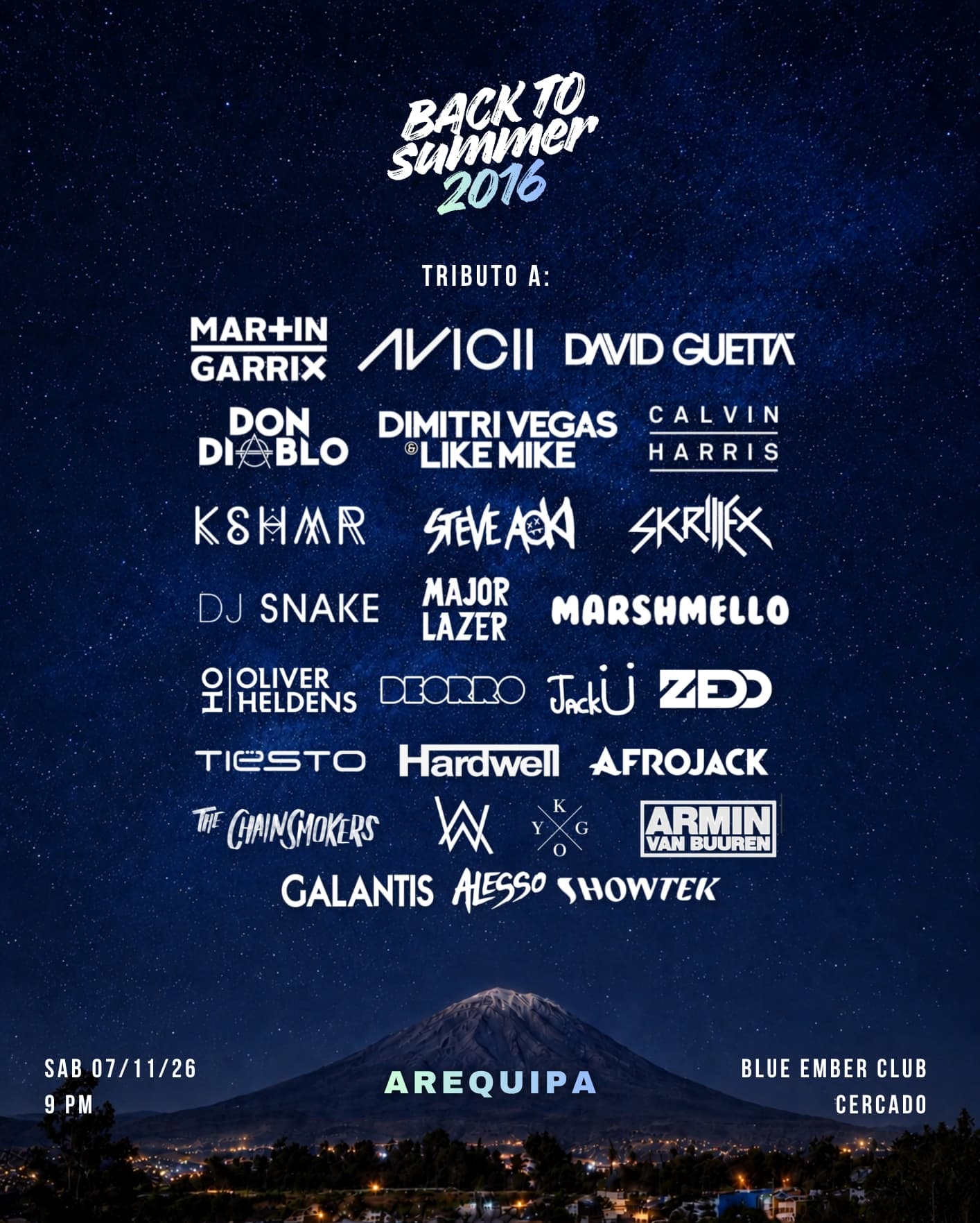 Flyer for Back To Summer 2016 - Arequipa